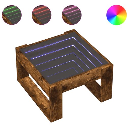 Maison Chic Klubska mizica - kavna mizica - Nizka mizica z neskončnimi LED dimljen hrast 50x53x30 cm, (21752284) Cene