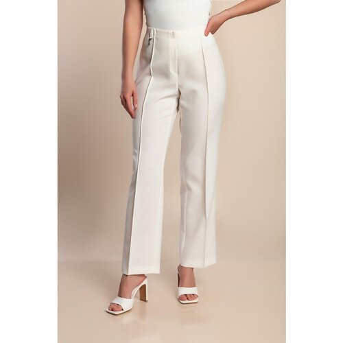 Fenzy Plus Size Elegantne Hlače, Krem Cene