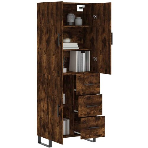  Visoka komoda dimljeni hrast 69 5x34x180 cm konstruiranog drva Slike