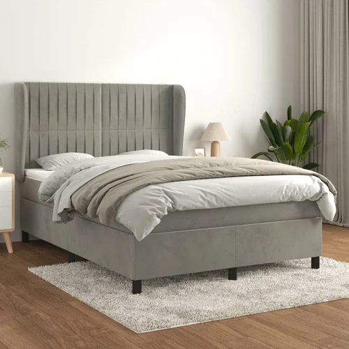  Box spring postelja z vzmetnico svetlo siva 140x200 cm žamet, (20884449)