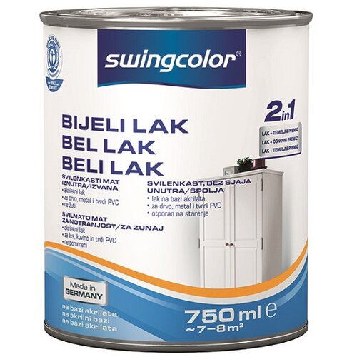 SWINGCOLOR Bijeli lak 2u1 (750 ml, Svilenkasti mat) Slike