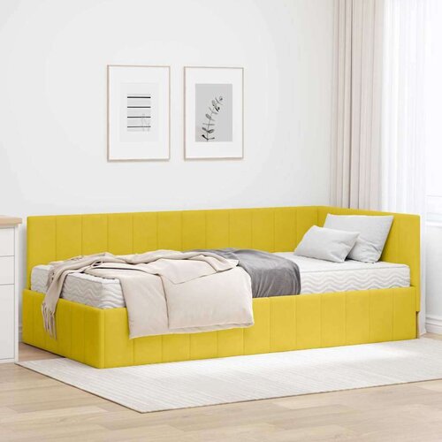 vidaXL Kutni okvir kreveta s madracem Žuta 90 x 190 cm Baršun Cene