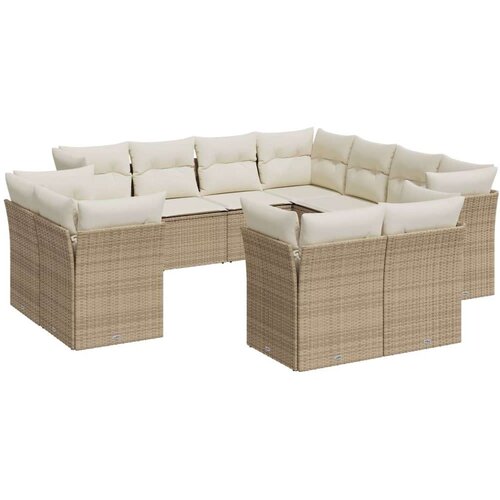 vidaXL 11-dijelni set vrtnih sofa od poliratana s jastucima bež Cijene