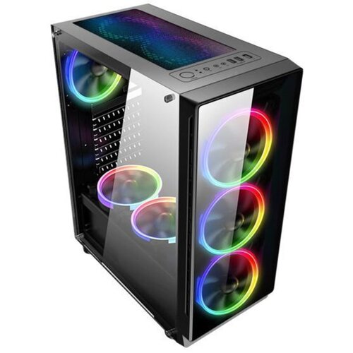 NaviaTec Vortex V3 Gaming case with 4x RGB Fans, Real Glass Side Cijene