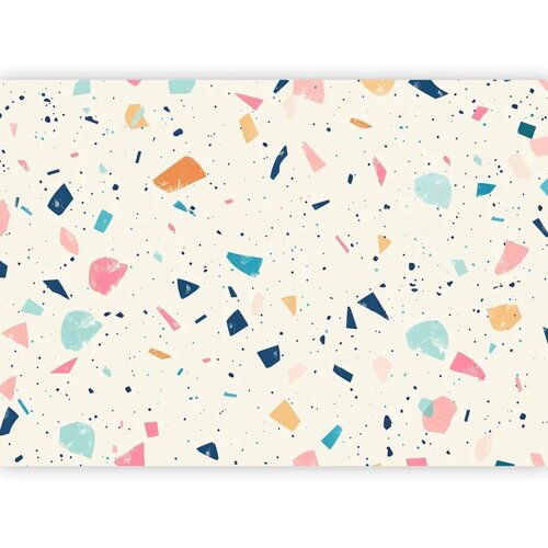  Foto tapeta - Terrazzo with Multicolored Large Elements Cheerful Pattern on a Light Background 100x70 Vodootporna Cene