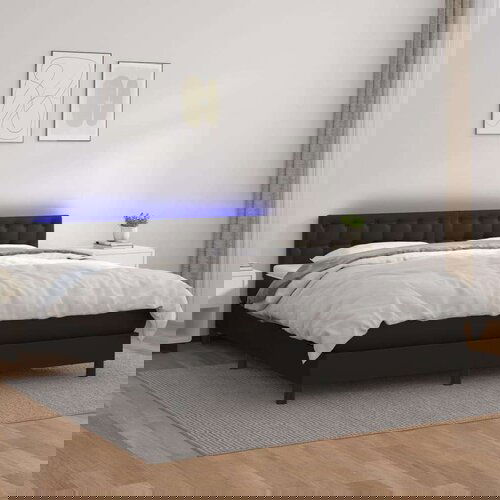  Box spring s madracem LED crni 180x200cm od umjetne kože Slike