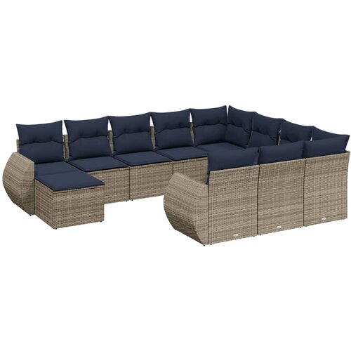 vidaXL 11-dijelni vrtni set s jastucima sivi poliratan - Siva 2x corner + table + 6x middle + 2x sofa 1 Cene