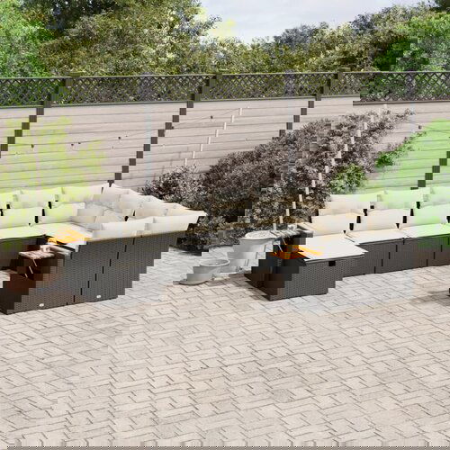  The Living Store Vrtna sedežna garnitura 10-delna z blazinami črn poli ratan - Vrtna Sedežna Garniture, (21466795) Cene