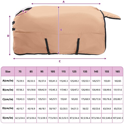  Pokrivač za konje Boja cappuccina 125 cm Poliester Slike