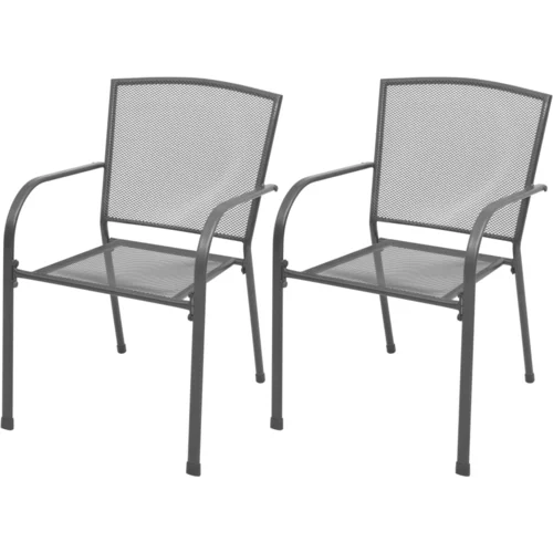  Vrtne složive stolice 2 kom čelik sive