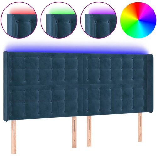 VidaXL LED posteljno vzglavje temno modro 183x16x118/128 cm žamet, (20953578) Slike
