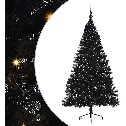 vidaXL umjetna preddekorirana božićna jelka črna 210 cm pvc, (5000072710) Cene