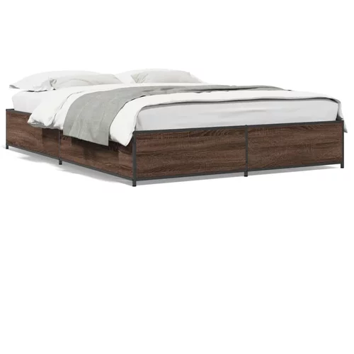  Okvir za krevet smeđi hrast 135x190cm konstruirano drvo i metal