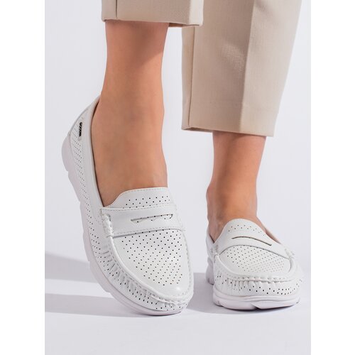 Shelvt Women's white openwork loafers Cene