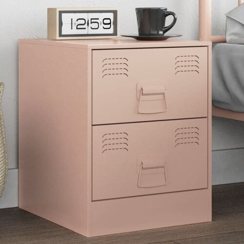 VidaXL Nočna omarica roza 34,5x39x44 cm jeklo Slike