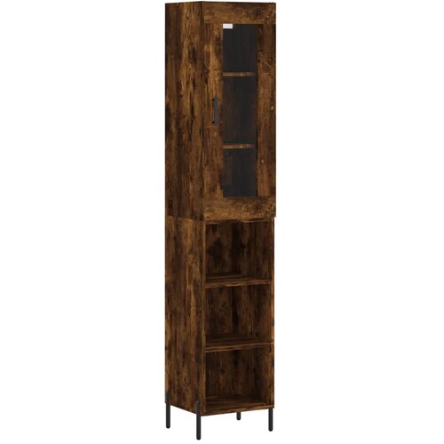 Maison Chic Visoka omara - Komoda - Predalnik dimljeni hrast 34,5x34x180 cm inženirski les, (21719047) Cene