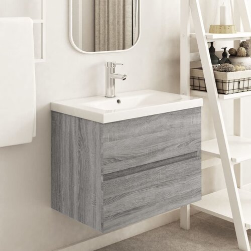 VidaXL Omarica za umivalnik siva sonoma 60x38,5x45 cm konstruiran les Slike