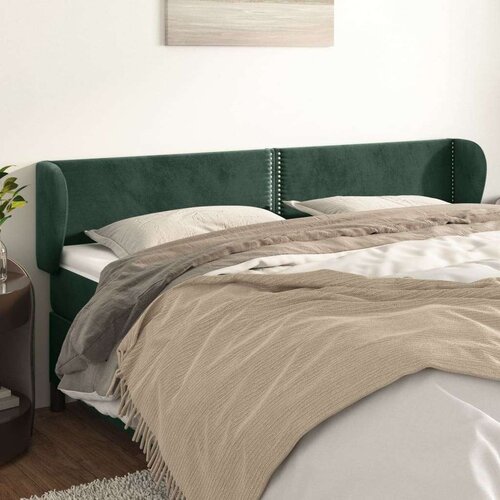  Vzglavje z u&amp;scaron;esi temno zeleno 203x23x78/88 cm žamet Slike
