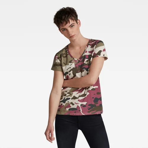 G-star T-shirt - Allover camo print in neck with top multicolor