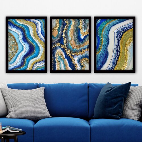 Wallity 3SC02 multicolor decorative framed painting (3 pieces) Cene