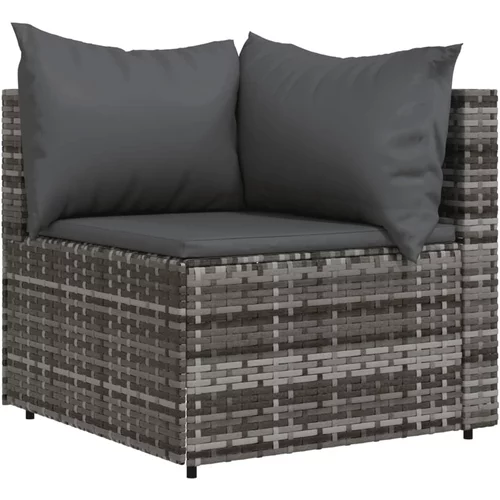  Kutna vrtna sofa od poliratana s jastucima siva
