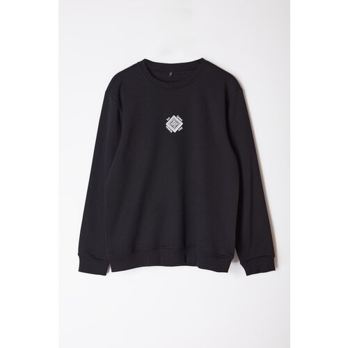 Trendyol Black Regular Cut Fluffy Printed Sweatshirt Slike