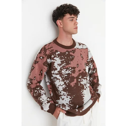 Trendyol Men's Slim Fit Crew Neck Jacquard Knitwear Sweater