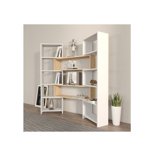 Woody Fashion Polica 163x150x22cm Bijelo-Hrast Slike
