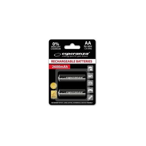  Punjive baterije ESPERANZA RECHARGEABLE Ni-MH AA 2600MAH 2kom. black, EZA105 Slike
