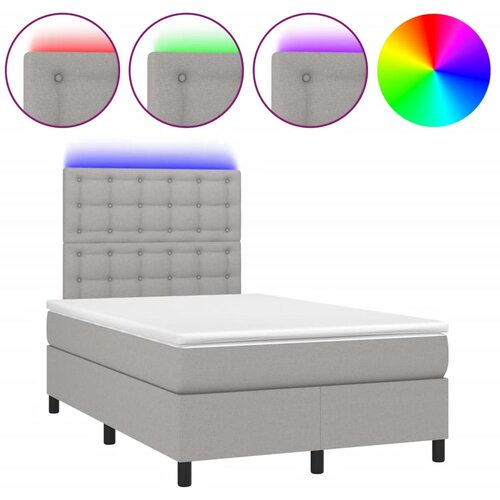Maison Chic Box spring postelja - Vzmetna postelja z vzmetnico LED sv. siva 120x190 cm blago SL16345, (21902426) Cene