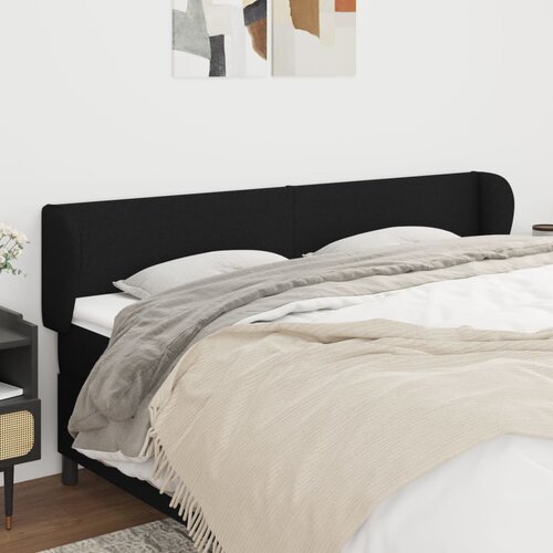 VidaXL Uzglavlje s u&amp;scaron;ima crni 203x23x78/88 cm od tkanine Slike