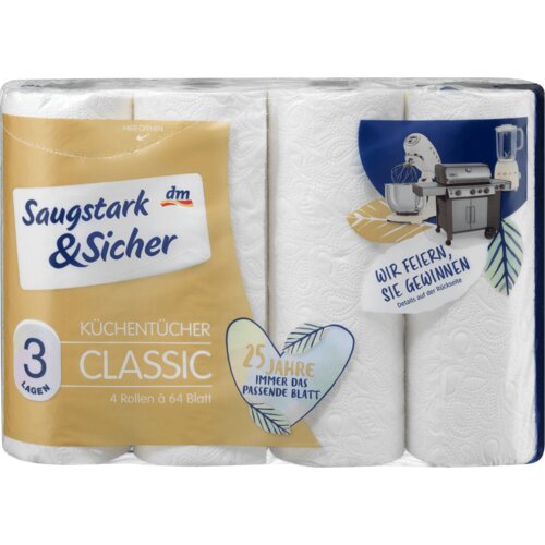 Saugstark&Sicher classic, kuhinjski ubrusi, 3-slojni, 4x64 lista 4 kom Cene