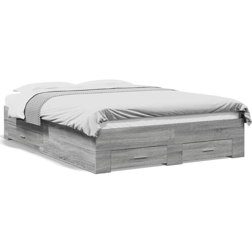 Maison Chic Posteljni okvir - Dvoposteljna postelja - Zakonska postelja s predali siva sonoma 120x190 cm inženirski les, (21695181) Slike