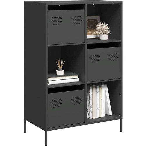 VidaXL Visoka komoda crna 68x39x103,5 cm od čelika Slike