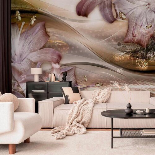 Artgeist Fototapeta Lilies On The Wave, 350x245cm Slike