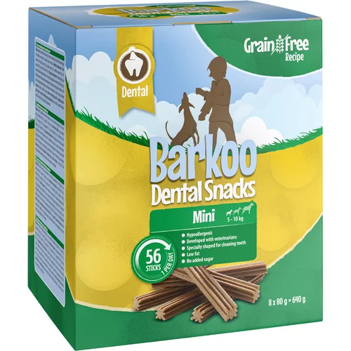 Barkoo Varčno pakiranje Dental Snacks 28 oz. 56 kosov - BREZŽITNA receptura - Za majhne pse 56 kosov (640 g)