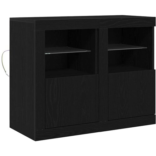 VidaXL Stranska omara 2 pcs Črni hrast 41 x 37 x 67 cm Konstruiran les, (5000043806) Slike
