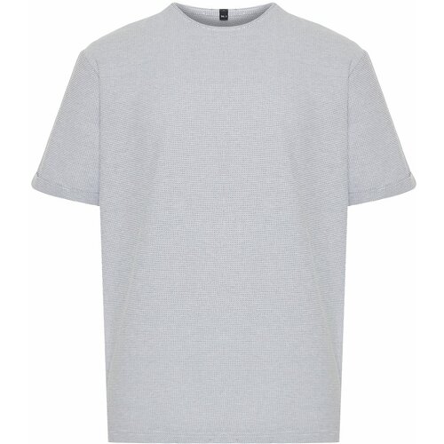 Trendyol Plus Size White Regular/Normal Cut Texture T-shirt Slike