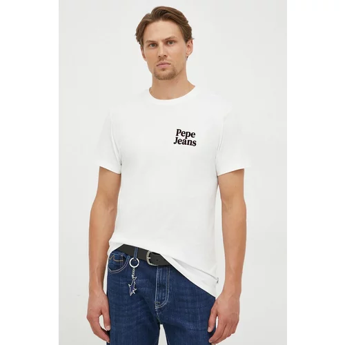 PepeJeans Pamučna majica boja: bež, s tiskom