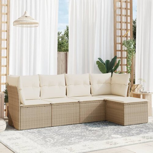 VidaXL 5-dijelni vrtni set sofa s jastucima bež od poliratana Slike