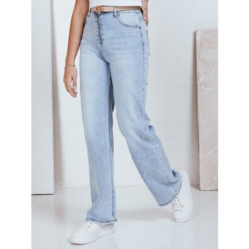 DStreet Jeansy damskie z wysokim stanem wide leg jasnoniebieskie Cene
