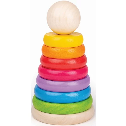 Bigjigs Toys First Rainbow Stacker natikanka z obročki iz lesa