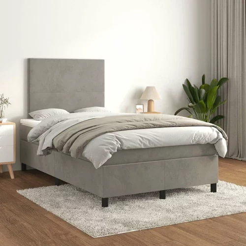 Box spring postelja z vzmetnico svetlo siva 120x200 cm žamet, (20789923)