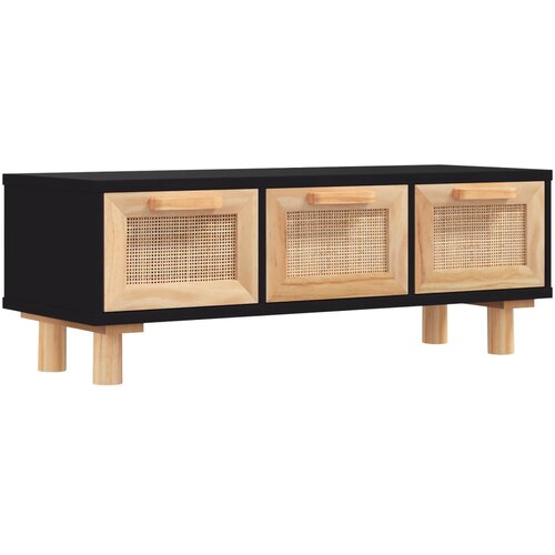Maison Chic Klubska mizica - kavna mizica - Nizka mizica Črna 80x40x30 cm inženirski les trdna borovina, (21754033) Slike