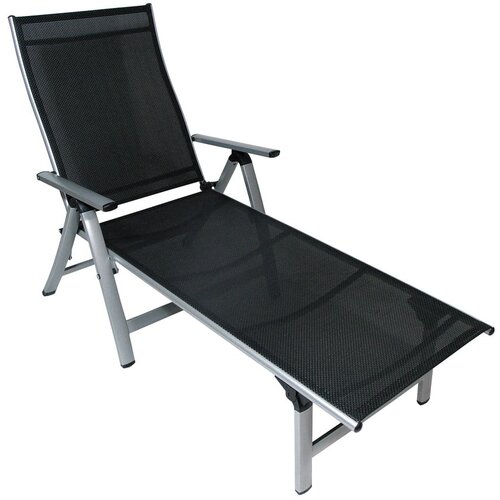 Sun Garden Crna/siva metalna sklopiva vrtna ležaljka London &amp;ndash; Slike
