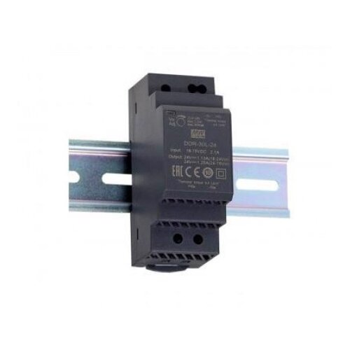 Mean Well DDR-30L-24, DC-DC Ultra slim Industrial DIN rail converter, Input 18-75Vdc, Single Output 24Vdc at 1.25A ( 5479 ) Cene