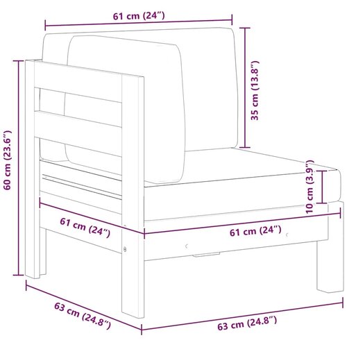  Kutna sofa s tamnosivim jastucima masivno bagremovo drvo Slike