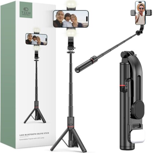 TECH-PROTECT L05S SELFIE STICK STATIV BLUETOOTH & LED LIGHT ČRNA, (22007562) Cene