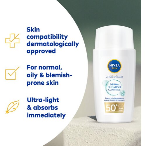 Nivea SUN Derma Skin Clear krema za lice za sunčanje za nesavr&amp;scaron;enosti na licu SPF 50+ 40 ml Slike