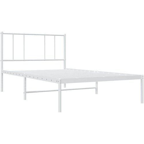  Metalni okvir krevet bez madraca s uzglavljem bijeli 75x190 cm Slike